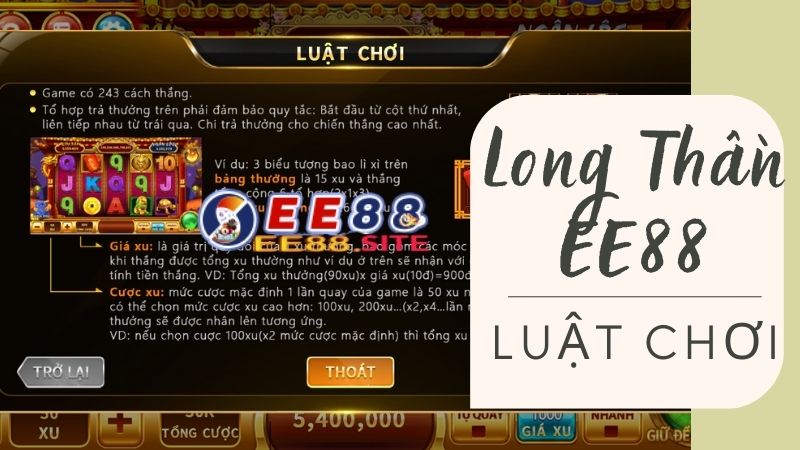 Luật chơi Long Thần quay hũ đổi thưởng trên EE88